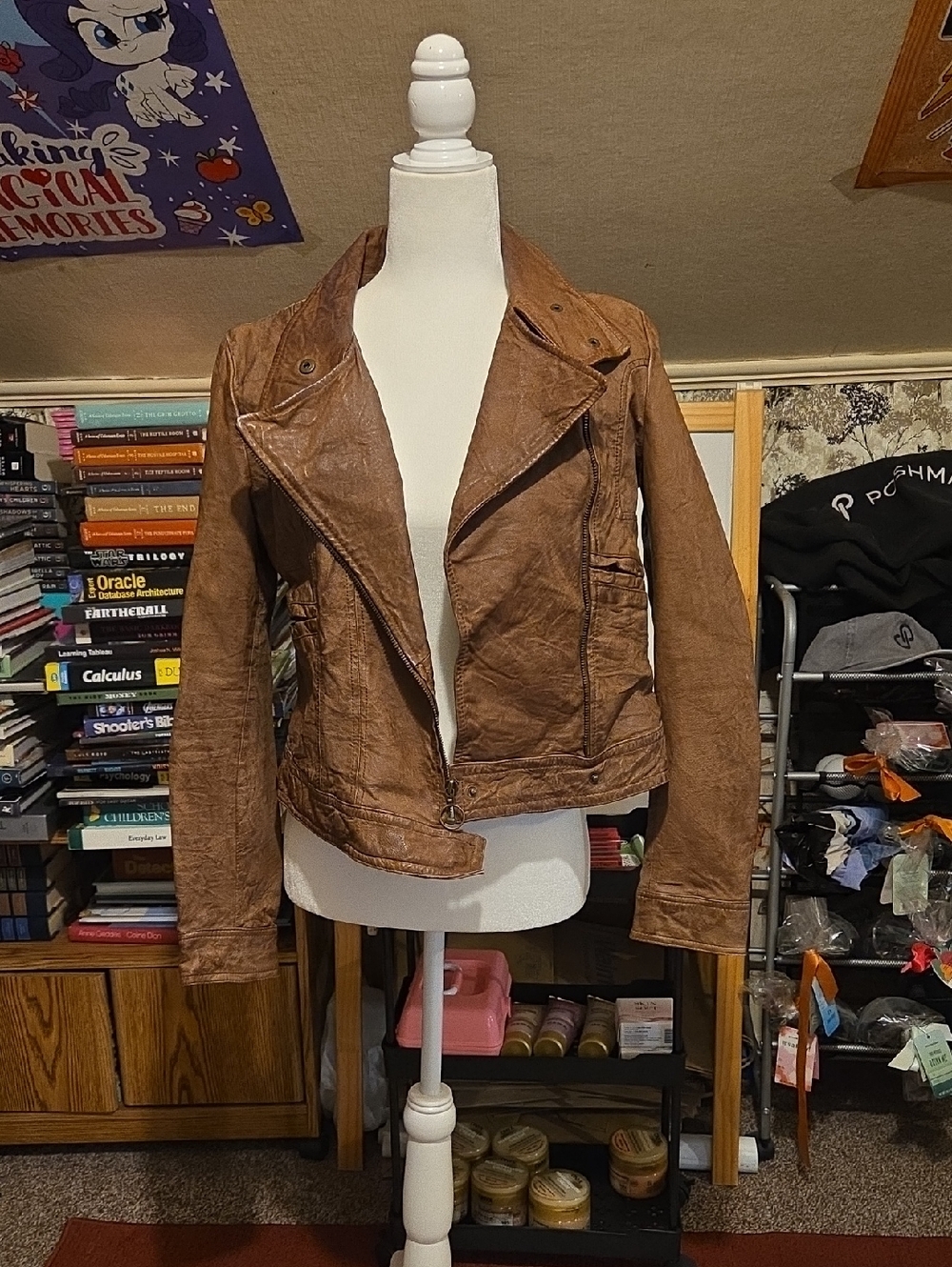 100% Leather Jacket Brown Womens Small